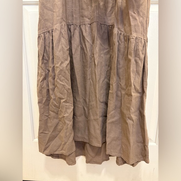 Adyson Parker Women's Linen Blend Tiered Ruffle Pockets Midi Dress Brown Size M - Picture 9 of 9